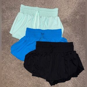 Women's Casual High-Waisted Shorts - Black, Blue, Light Green